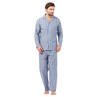 Blue striped long sleeved pyjama set